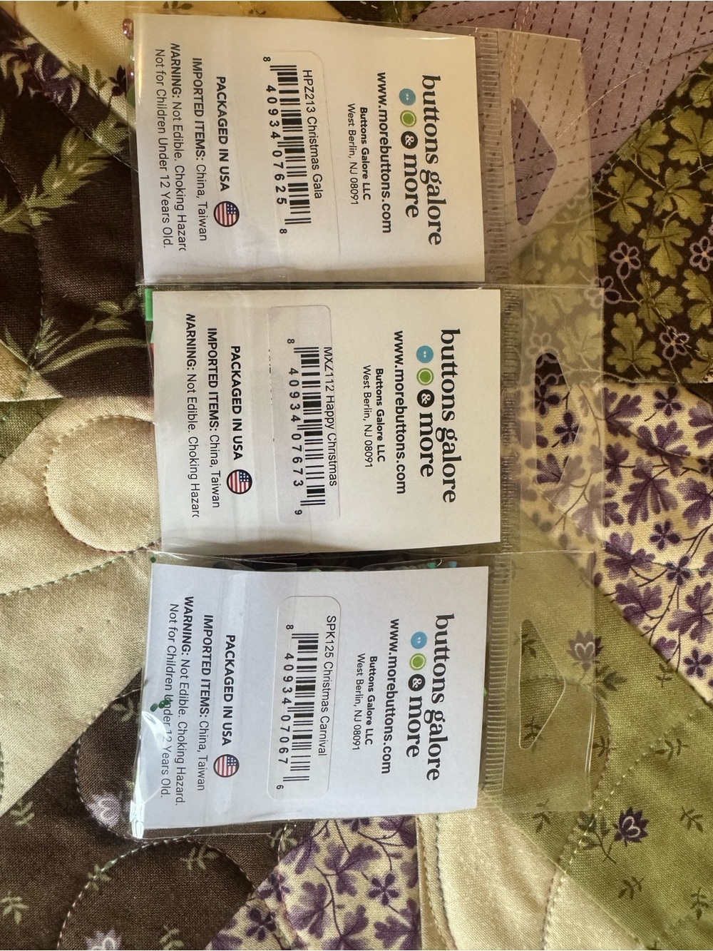 Assorted Button Packs - White Labels (Set of 3)
